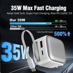 Phone Charger Manufacturer - OEM/ODM New K60 35W GaN with Built-in Cable Retractable