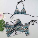 Bikini Set Factory - OEM Printed Three Piece Bikini Set Women Swimsuits Bathing Suits Beachwear Clothing