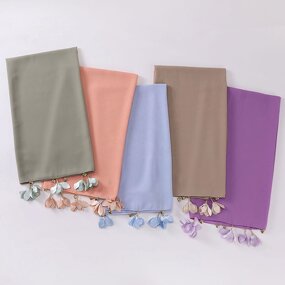Pearl Shawl Manufacturer - OEM 2024 Ruizi Premium Pearl Ladies Shawl Wraps for Muslim Women Scarf With Flower Tassel
