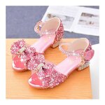Children's Sandals Manufacturer - OEM 2025 Popular Children's Sandals Summer Princess Glass High Heels for Little Girls