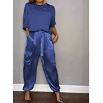 Satin Set Manufacturer - OEM European American Women's Solid Casual Smooth Five-Quarter Sleeves