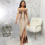 Digital Print Dress Manufacturer - OEM Sexy Digital Print Off Shoulder Long Dresses Women Party Dress for Girl Clothing Sets