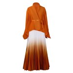 African Suit Manufacturer - OEM African Women's Clothing Pleated Print Top + Gradient Color Skirt Suit