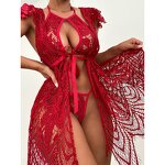 Lingerie Suit Factory - OEM Woman Sexy Lingerie Suit Long Lace Red Sexy Lingerie Night Fire Temptation