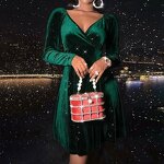 Long-Sleeved Dress Factory - OEM 2025 Christmas Fashion V-Neck Firm Control