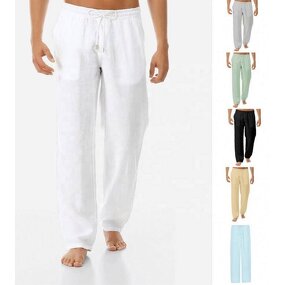 Cotton Hemp Pants Manufacturer - OEM Factory Price Hot Selling Men Casual Cotton Hemp Pants Simple Andsolid Color Trousers