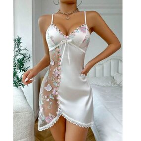 Nightdress Manufacturer - OEM Fashion sexy halter lace backless see-through dress home nightdress woman