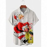 Mens Shirts Factory - OEM Custom Halloween Christmas Button Down Santa Print