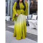 African Clothing Cape Set Factory - OEM African Clothing Cape Solid Color Blouse Gradient Long Skirt Suit
