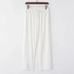Linen Pants Manufacturer - OEM Linen Lightweight Breathable Straight Long Men's Loose Casual Pants Elastic Waist