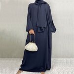 Muslim Prayer Dress Factory - OEM High Quality Muslim Long Prayer Dress Plain Attached Scarf Loose Jilbab