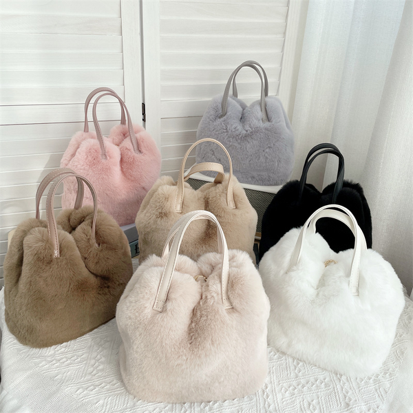 Bucket Handbag Factory - OEM Autumn Winter Fashion Fur Plush Bag New Practical Large Capacity Bucket Handbag