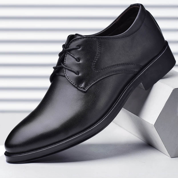 Leather Shoes Manufacturer - OEM Men's Business Formal Versatile Casual Lace-up Solid Pattern