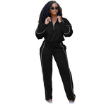 Cardigan Set Manufacturer - OEM European American Elastic Buckle Waist-controlled Striped Half-open