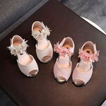 Open Toe Sandals Factory - OEM Fashion Factory Open Toe Kids Flowers Princess Girls Rhinestones Walking Flat Sandals