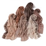 Islamic Shawl Factory - OEM 2024 Ruizi Women Islamic Shawl Muslim Headscarf Bawal Tudung Vine Pattern Embroidery Chiffon