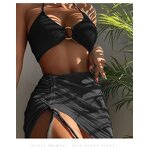 Mesh Sheer Skirt Set Factory - OEM See Through Mesh Sheer Skirt Beachwear 3 Piece Womens Clothing Set Wool Suit