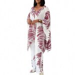 Printed Top and Pants Set Factory - OEM 2024 Two Loose Printed V-Neck Top and Wide Leg Pants Set 2 Piece Outfits