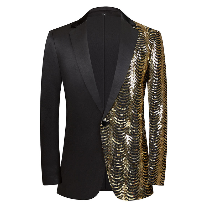 Sequin Jacket Manufacturer - OEM Men's Single Breasted Notched Collar Suit Jackets Wholesale Wave Sequin Shiny Casual Trendy