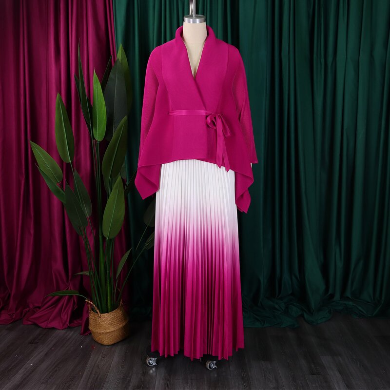 Cloak Dress Factory - OEM Cloak Bat Sleeve Gradient Dress Two-piece Dresses