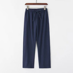 Linen Pants Manufacturer - OEM Linen Lightweight Breathable Straight Long Men's Loose Casual Pants Elastic Waist