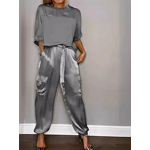 Satin Set Manufacturer - OEM European American Women's Solid Casual Smooth Five-Quarter Sleeves