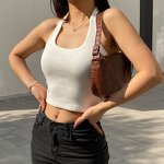 Back Top Manufacturer - OEM 2025 Summer Sexy Spicy Girl Open Back Slim Straps Solid Color Short