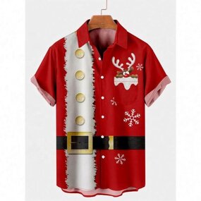 Mens Shirts Factory - OEM Custom Halloween Christmas Button Down Santa Print