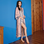 Satin Pajamas Manufacturer - OEM Women's Summer Satin Pajamas Large Size Three-Quarter Sleeve Nightgown Bathrobe