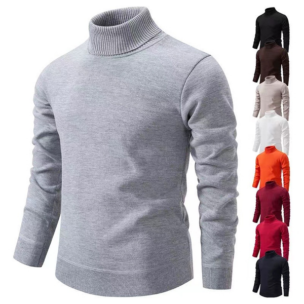 Cotton Sweater Factory - OEM Autumn Winter Men's Cotton Sweater Knitted Long Sleeve Pullover Trendy High Neck Anti-pilling