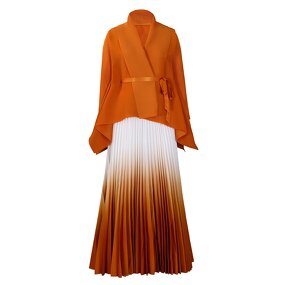 African Clothing Cape Set Factory - OEM African Clothing Cape Solid Color Blouse Gradient Long Skirt Suit