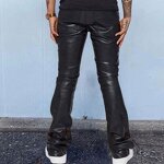 Leather Flared Pants Factory - OEM Factory Price Hot Selling Fall Casual Men's Leather Streetwear Solid Color Flared Pant