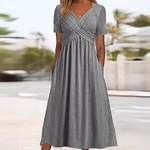 Umbrella Skirt Dress Manufacturer - OEM Summer New Vintage European American Women's Polyester Mid-Length