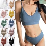 Bra and Panty Sets Manufacturer - OEM New Trend Ruizi Wire Free Girls Brassier Fitness Crop Top Stretch Push up