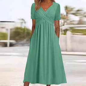 Umbrella Skirt Dress Manufacturer - OEM Summer New Vintage European American Women's Polyester Mid-Length
