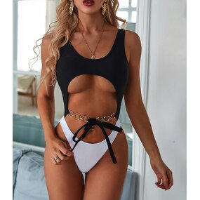 One Piece Swimwear Manufacturer - OEM Custom New Women's One Piece Swimwear Front Crossover Swimsuits Hollow Bathing Suits