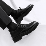 Dress Shoes Manufacturer - OEM Men's Casual Business Front Lace-Up Thick-Soled Black