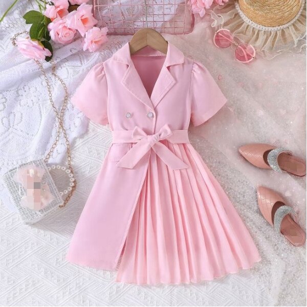 Chiffon Belted Suit Factory - OEM Chiffon Belted Suit With Puffy Sleeves Dress