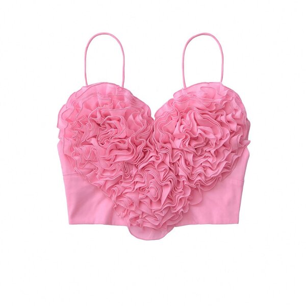 Sling Top Factory - OEM 2025 Chic Heart Shaped Fluffy Short Sling for Women's Street Fashion