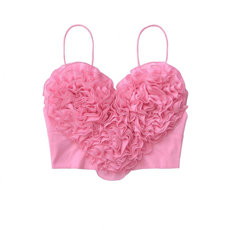 Sling Top Factory - OEM 2025 Chic Heart Shaped Fluffy Short Sling for Women's Street Fashion