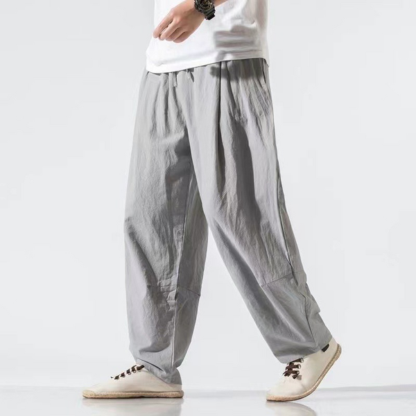 Harem Pants Factory - OEM Autumn Thin Men's Casual Straight Flat Front Lantern Harem Pants Chinese Style Zen-Style