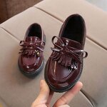 Children's Loafers Factory - OEM Fashion Factory New Leather Children's Party Girls Round Toe Flat Cause Loafers Kids Shoes