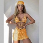 Bikini Bathing Suits Set Manufacturer - OEM Popular Hot Selling Bikini Bathing Suits With Mesh Beach Skirt and Bandana