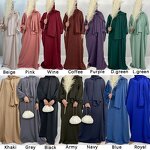 Muslim Prayer Dress Factory - OEM High Quality Muslim Long Prayer Dress Plain Attached Scarf Loose Jilbab