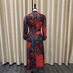 Office Pleated Dress Manufacturer - OEM Plus Size Casual High Waist With Belt Print Office Pleated Dress Clothing