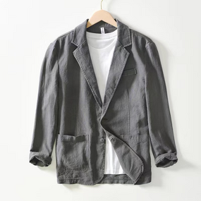 Casual Suit Jacket Manufacturer - OEM Men's Casual Suit Jacket Single-Layer V-Neck Single Breasted Anti-Shrink Solid Color