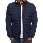 Windproof Jacket Manufacturer - OEM Men's Winter Stand-Up Collar Solid Color Cotton Blend Windproof Casual Jacket