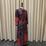 Office Pleated Dress Manufacturer - OEM Plus Size Casual High Waist With Belt Print Office Pleated Dress Clothing