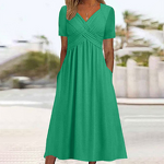 Umbrella Skirt Dress Manufacturer - OEM Summer New Vintage European American Women's Polyester Mid-Length