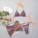 Bikini Set Factory - OEM Printed Three Piece Bikini Set Women Swimsuits Bathing Suits Beachwear Clothing